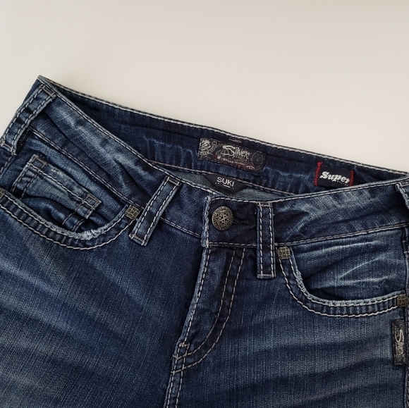 Silver Suki High slim Boot 29 x 33 Medium Wash Super Stretch Denim - Picture 2 of 12